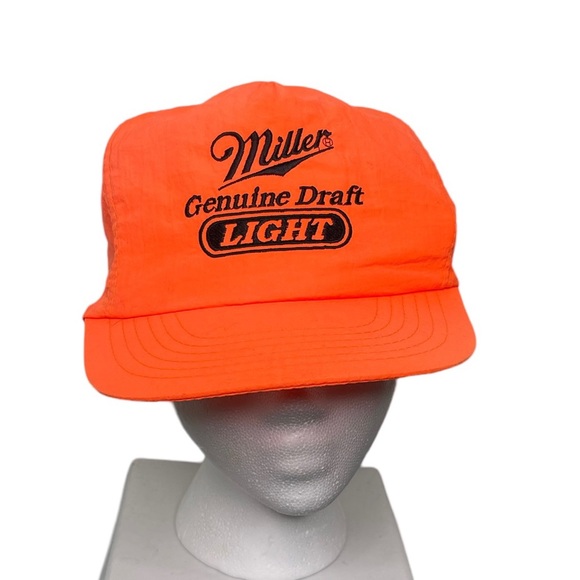 Vintage Neon Orange Miller Light Beer Snapback Hat One Size - Picture 1 of 6